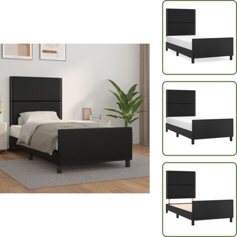Letto con testiera regolabile - vidaXL Giroletto con Testiera Nero 90x200 cm in Similpelle - Giroletto in similpelle