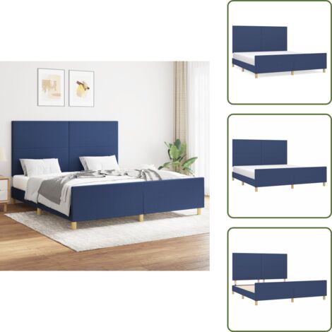 Letto con testiera regolabile - vidaXL Giroletto senza Materasso Blu 160x200 cm in Tessuto - Letto con gambe di supporto