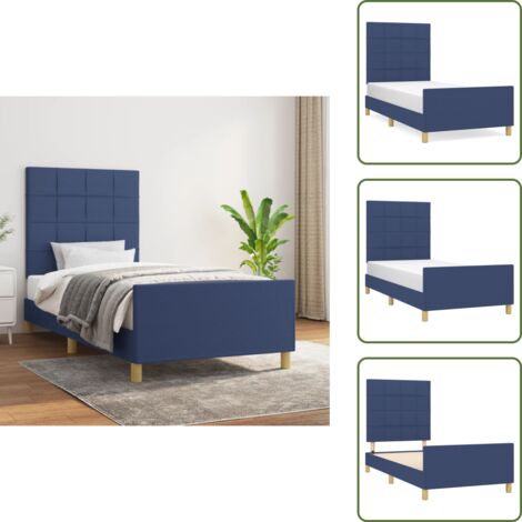 Letto con testiera regolabile - vidaXL Giroletto senza Materasso Blu 90x190 cm in Tessuto - Letto con gambe di supporto