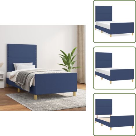 Letto con testiera regolabile - vidaXL Giroletto senza Materasso Blu 90x190 cm in Tessuto - Letto con gambe di supporto