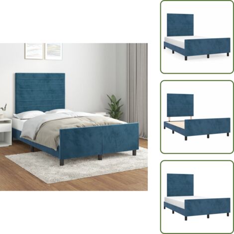 Letto con testiera regolabile - vidaXL Giroletto senza Materasso Blu Scuro 120x190 cm Velluto - Letto con testiera in velluto
