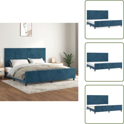 Letto con testiera regolabile - vidaXL Giroletto senza Materasso Blu Scuro 200x200 cm in Velluto - Giroletto in velluto