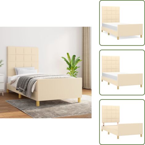Letto con testiera regolabile - vidaXL Giroletto senza Materasso Crema 100x200 cm in Tessuto - Letto con gambe di supporto