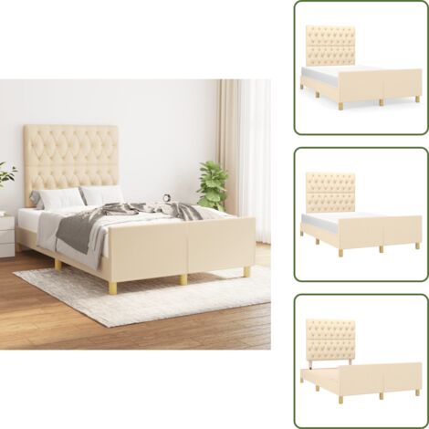 Letto con testiera regolabile - vidaXL Giroletto senza Materasso Crema 120x200 cm Tessuto - Letto con gambe di supporto
