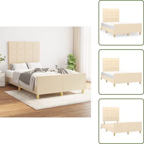 Letto con testiera regolabile - vidaXL Giroletto senza Materasso Crema 120x200 cm Tessuto - Letto con gambe di supporto