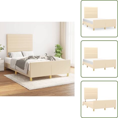 Letto con testiera regolabile - vidaXL Giroletto senza Materasso Crema 120x200 cm Tessuto - Letto con gambe di supporto