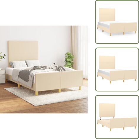 Letto con testiera regolabile - vidaXL Giroletto senza Materasso Crema 120x200 cm Tessuto - Letto con gambe di supporto