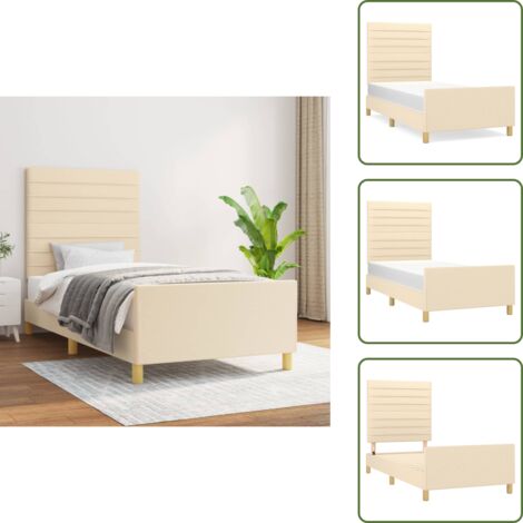 Letto con testiera regolabile - vidaXL Giroletto senza Materasso Crema 80x200 cm in Tessuto - Letto con gambe di supporto