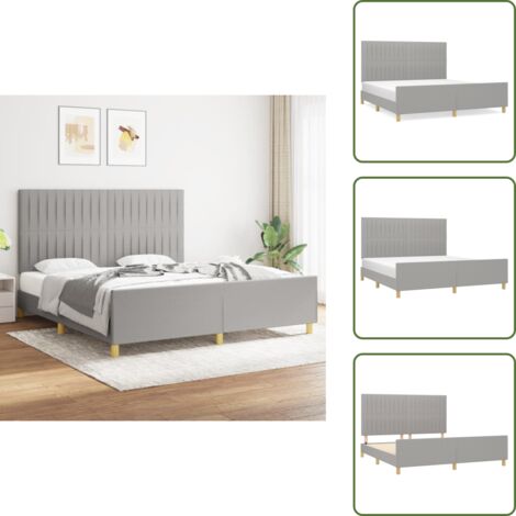 Letto con testiera regolabile - vidaXL Giroletto senza Materasso Grigio Chiaro 180x200 cm Tessuto - Letto con gambe di supporto