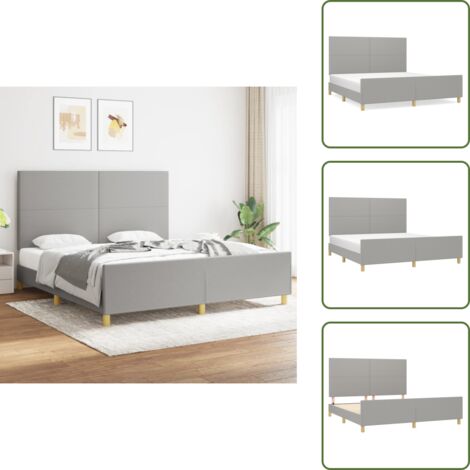 Letto con testiera regolabile - vidaXL Giroletto senza Materasso Grigio Chiaro 180x200 cm Tessuto - Letto con gambe di supporto