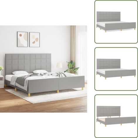 Letto con testiera regolabile - vidaXL Giroletto senza Materasso Grigio Chiaro 200x200 cm Tessuto - Letto con gambe di supporto