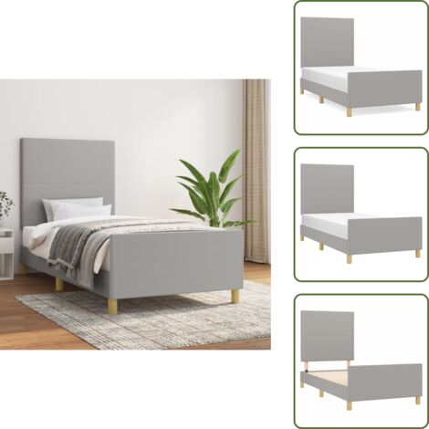 Letto con testiera regolabile - vidaXL Giroletto senza Materasso Grigio Chiaro 90x200 cm Tessuto - Letto con gambe di supporto