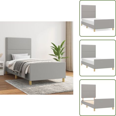 Letto con testiera regolabile - vidaXL Giroletto senza Materasso Grigio Chiaro 90x200 cm Tessuto - Letto con gambe di supporto