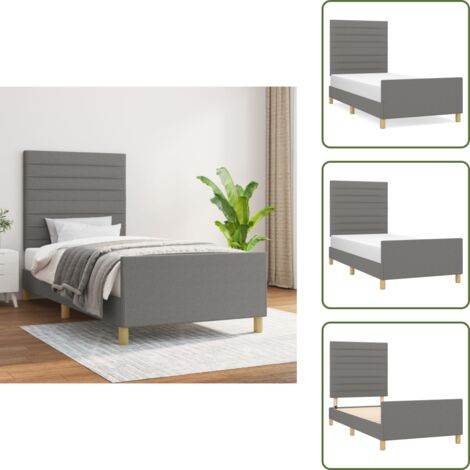 Letto con testiera regolabile - vidaXL Giroletto senza Materasso Grigio Scuro 100x200 cm Tessuto - Letto con gambe di supporto