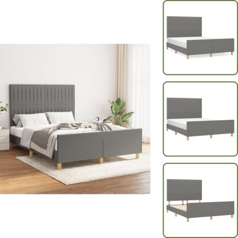 Letto con testiera regolabile - vidaXL Giroletto senza Materasso Grigio Scuro 140x200 cm Tessuto - Letto con gambe di supporto
