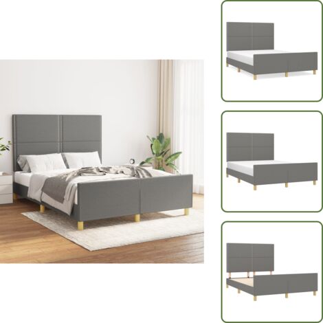 Letto con testiera regolabile - vidaXL Giroletto senza Materasso Grigio Scuro 140x200 cm Tessuto - Letto con gambe di supporto