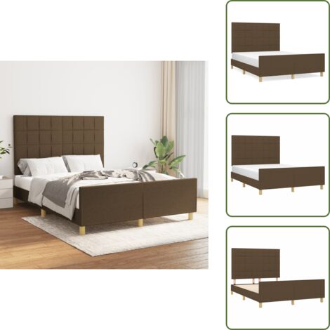 Letto con testiera regolabile - vidaXL Giroletto senza Materasso Marrone Scuro 140x190 cm Tessuto - Letto con gambe di supporto