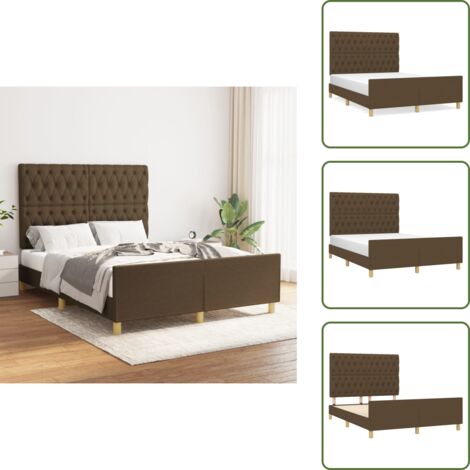 Letto con testiera regolabile - vidaXL Giroletto senza Materasso Marrone Scuro 140x190 cm Tessuto - Letto con gambe di supporto