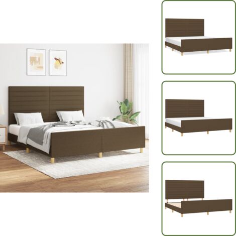 Letto con testiera regolabile - vidaXL Giroletto senza Materasso Marrone Scuro 160x200 cm Tessuto - Letto con gambe di supporto