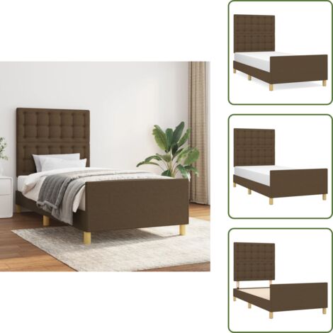 Letto con testiera regolabile - vidaXL Giroletto senza Materasso Marrone Scuro 90x200 cm Tessuto - Giroletto con pediera