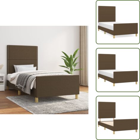 Letto con testiera regolabile - vidaXL Giroletto senza Materasso Marrone Scuro 90x200 cm Tessuto - Giroletto con pediera