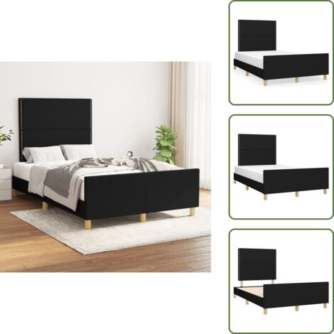 Letto con testiera regolabile - vidaXL Giroletto senza Materasso Nero 120x200 cm Tessuto - Letto con gambe di supporto