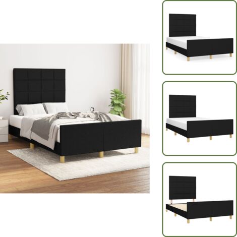 Letto con testiera regolabile - vidaXL Giroletto senza Materasso Nero 120x200 cm Tessuto - Letto con gambe di supporto