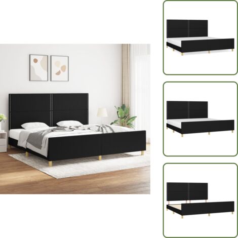 Letto con testiera regolabile - vidaXL Giroletto senza Materasso Nero 200x200 cm in Tessuto - Letto con supporto