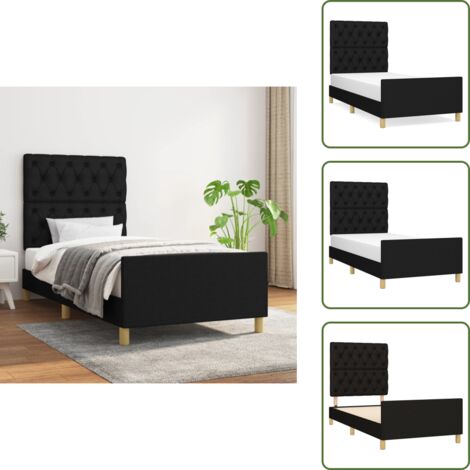 Letto con testiera regolabile - vidaXL Giroletto senza Materasso Nero 80x200 cm Tessuto - Letto con gambe di supporto