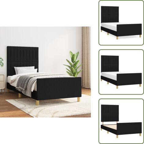 Letto con testiera regolabile - vidaXL Giroletto senza Materasso Nero 90x200 cm in Tessuto - Letto con gambe di supporto