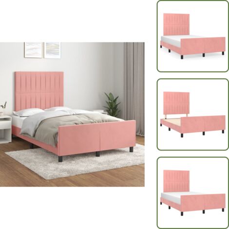Letto con testiera regolabile - vidaXL Giroletto senza Materasso Rosa 120x190 cm Velluto - Letto con gambe di supporto