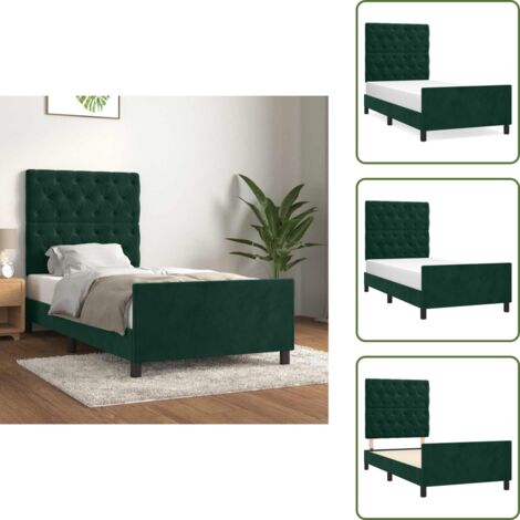 Letto con testiera regolabile - vidaXL Giroletto senza Materasso Verde Scuro 80x200 cm in Velluto - Letto con gambe di supporto