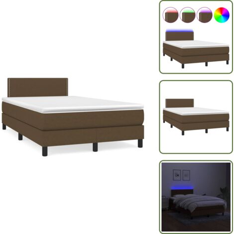 Letto con testiera regolabile - vidaXL Letto a Molle Materasso e LED MarroneScuro 120x190cm in Tessuto - Materasso con molle insacchettate