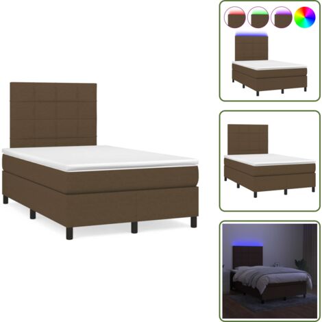 Letto con testiera regolabile - vidaXL Letto a Molle Materasso e LED MarroneScuro 120x190cm in Tessuto - Materasso in tessuto