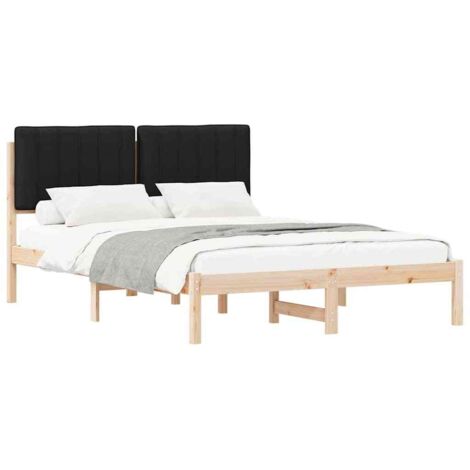 Letto con Testiera Rivestita Nero 140 x 200 cm vidaXL