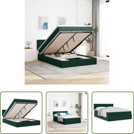 Letto con testiera -  Struttura Letto Pouf con Materasso 140x190 cm in Velluto