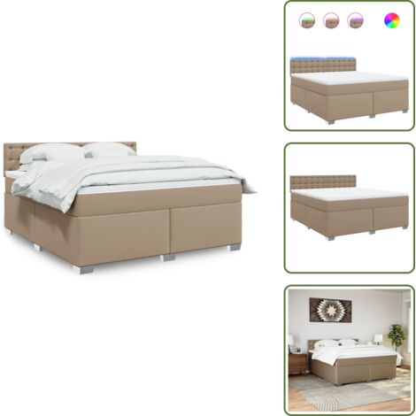 Letto con testiera - vidaXL Giroletto a Molle con Materasso Cappuccino 180x200cm Similpelle - Letto con coprimaterasso