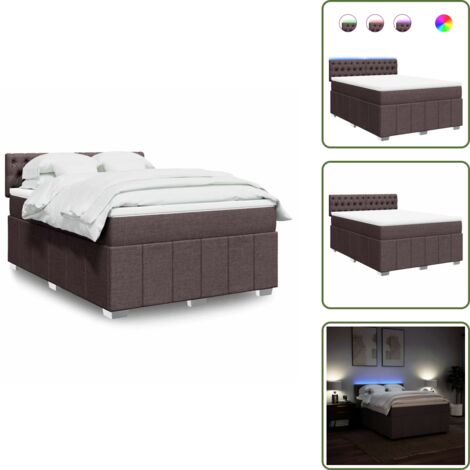 Letto con testiera - vidaXL Giroletto a Molle con Materasso Marrone Scuro 140x190cm Tessuto - Materasso morbido