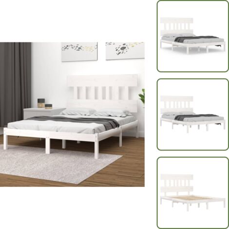 Letto con testiera - vidaXL Giroletto Bianco in Legno Massello 120x200 cm - Letto in pino