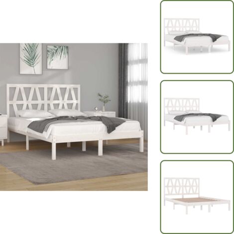 Letto con testiera - vidaXL Giroletto Bianco in Legno Massello di Pino 120x200 cm - Letto in pino