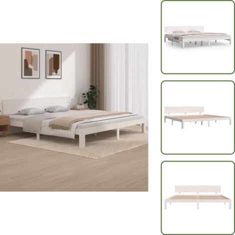 Letto con testiera - vidaXL Giroletto Bianco in Legno Massello di Pino 200x200 cm - Letto con doghe