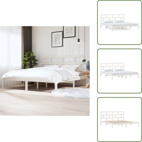 Letto con testiera - vidaXL Giroletto Bianco in Legno Massello di Pino 200x200 cm - Letto in compensato