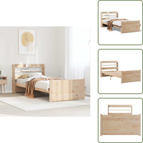 Letto con testiera - vidaXL Giroletto con Testiera 75x190 cm in Legno Massello di Pino - Letto con ripiani