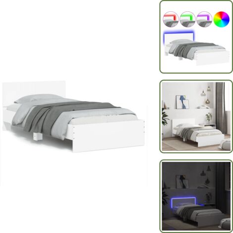 Letto con testiera - vidaXL Giroletto con Testiera e LED Bianco 100x200 cm - Letto con luci