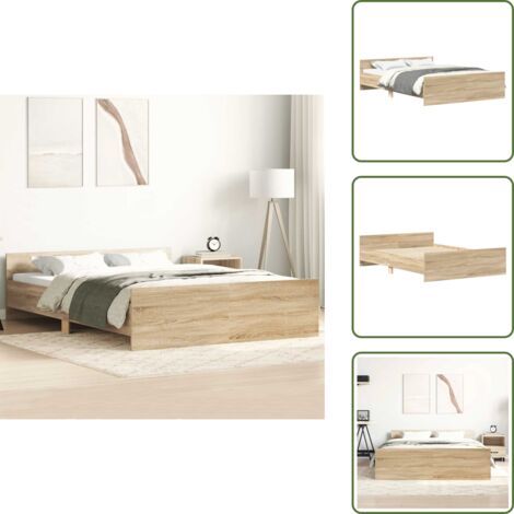 Letto con testiera - vidaXL Giroletto con Testiera e Pediera Grigio Cemento 120x190 cm - Letto con pediera