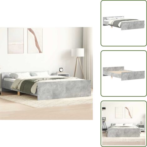 Letto con testiera - vidaXL Giroletto con Testiera e Pediera Grigio Cemento 120x200 cm - Letto con pediera