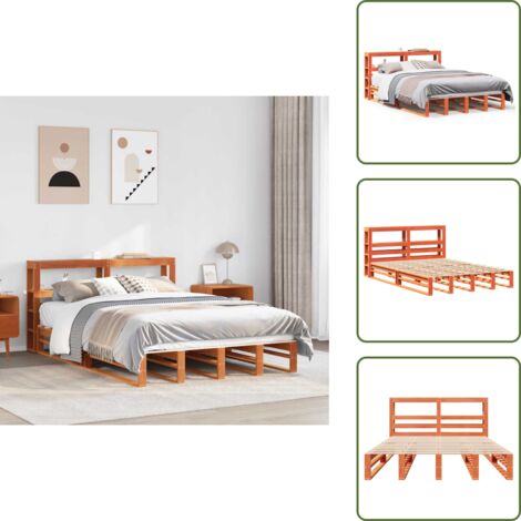Letto con testiera - vidaXL Giroletto con Testiera Marrone Cera 120x190 cm Massello Pino - Letto con ripiani