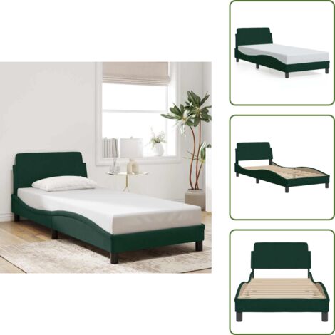 Letto con testiera - vidaXL Giroletto Dover Verde Scuro 90x190 cm in Velluto - Velluto
