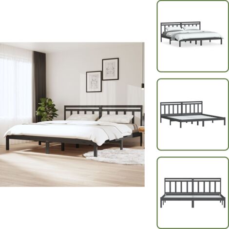 Letto con testiera - vidaXL Giroletto Grigio in Legno Massello di Pino 200x200 cm - Letto in pino