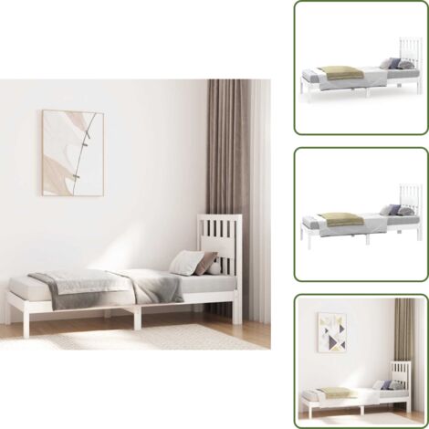Letto con testiera - vidaXL Giroletto in Legno Massello Bianco 75x190 cm Small Single - Letto in pino